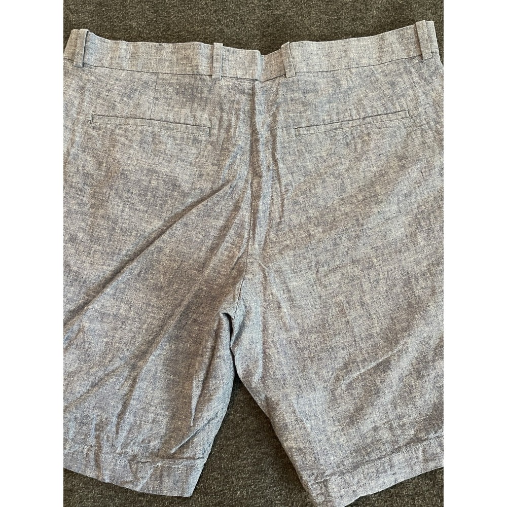 Perry Ellis Mens Blue Linen Cotton Blend Flat Front Shorts Size 34 - Picture 5 of 5